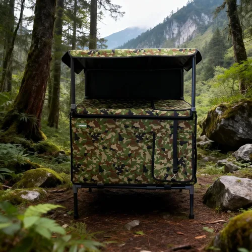 Vista 8 de Casa para gatos al aire libre, resistente a la intemperie, con dosel, refugio exterior para gatos, cubierta de techo y soporte elevado, casa