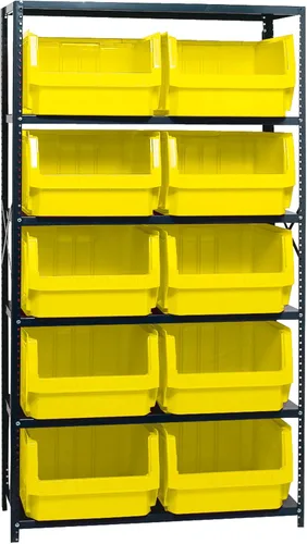 Vista 87 de Quantum QSBU-245BK Heavy Duty Shelving Unit with (7) Shelves and (24) QUS245 Black Bins for Garage Warehouse Storage Distribution 400 lb Load