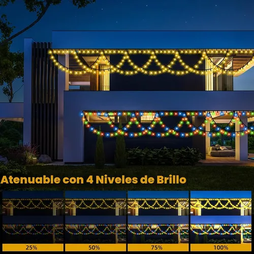 Vista 6 de KAZOKU Luces de Navidad para Exteriores 380LED 40 Pies Impermeables Luces de Cadena de Hadas Extensibles Semicirculares Luces de Navidad Control Luz