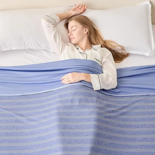 Vista 20 de EMME Manta Refrescante, Manta de Verano Delgada y Liviana para Sofá, Mantas Frías para Cama para Personas que Duermen con Calor, Doble Cara