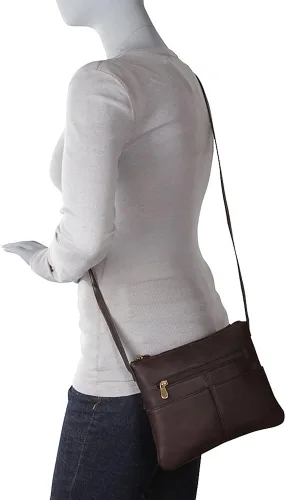 Vista 5 de Le Donne Bandolera de bolsillo de cuero - Bolso de mujer de cuero de vaca colombiano