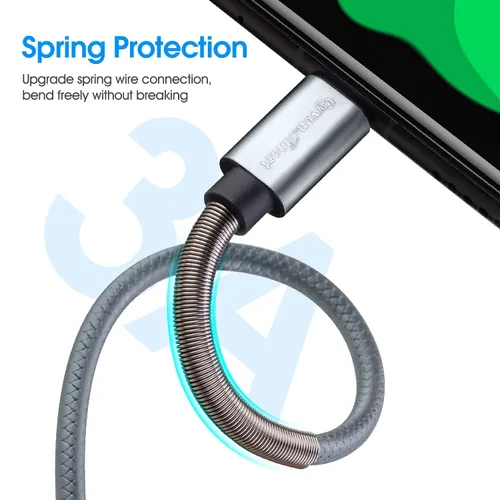 Vista 2 de Paquete de 2 cables de carga de 3 pies (carga rápida de 3 A), cargador USB C tipo cable gris cielo para iPhone 15 Pro, Samsung A32/A12/A10e/A20