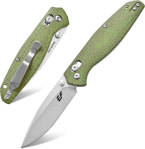 Vista 9 de Eafengrow EF966 Cuchillo plegable D2 Hoja Micarta Mango con Clip de Bolsillo EDC Cuchillo táctico Perillas de pulgar Axis Lock EDC Cuchillo Negro