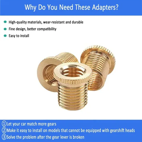 Vista 3 de Adaptador de perilla de cambio M8 X 1.25, M10 X 1.25, M10 X 1.5 Rosca de latón Universal Tornillo de perilla de cambio (3 piezas) Brass Thread