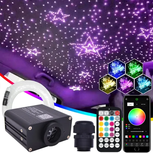 Vista 7 de Twinkle Starlight - Kit de luces LED de estrella para techo, RGBW, Bluetooth, control de aplicación, modo de música, luces de fibra óptica