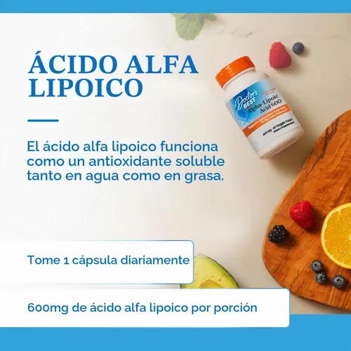 Vista 4 de Doctor 's Best, ácido lipóico, 0.0211644 oz, cápsulas vegetarianas, DRB-00133, 1, 1