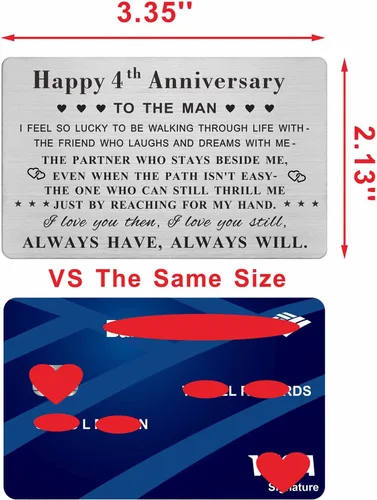 Vista 2 de Emideary Tarjeta de felicitación de 4 aniversario para marido y hombre Tarjeta de 4 años de aniversario de boda para él, esposo