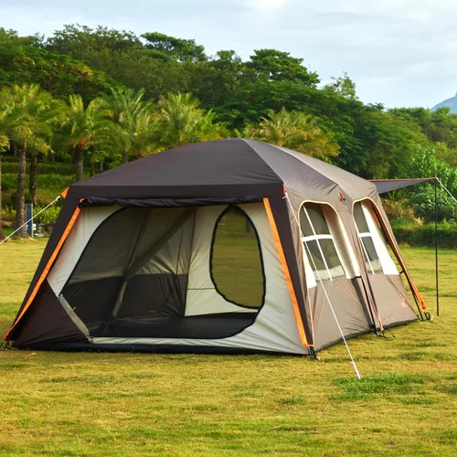 Vista 12 de KTT Extra Large Tent 6-12-14 Person,Family Cabin Tents,2 Rooms,3 Doors and 3 Windows with Mesh,Straight Wall,Waterproof,Double Layer,Big Tent for