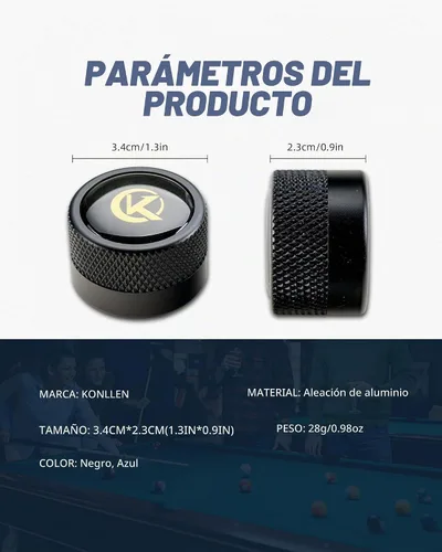 Vista 3 de KONLLEN Soporte de tiza redondo para taco de billar, portátil, para billar, accesorio de billar Negro