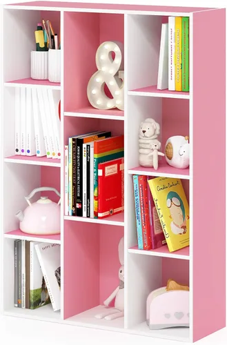 Vista 34 de Furinno PASIR - Estantería de libros de 2 niveles, estantería moderna de 9 x 12 x 21, estanterías abiertas para sala de estar, dormitorio, oficina