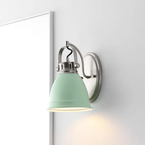 Vista 3 de JONATHAN Y Lámpara LED de tocador de 7 pulgadas, color verde menta/níquel, aplique de pared ajustable para espejo de baño, luz de cocina bohemia