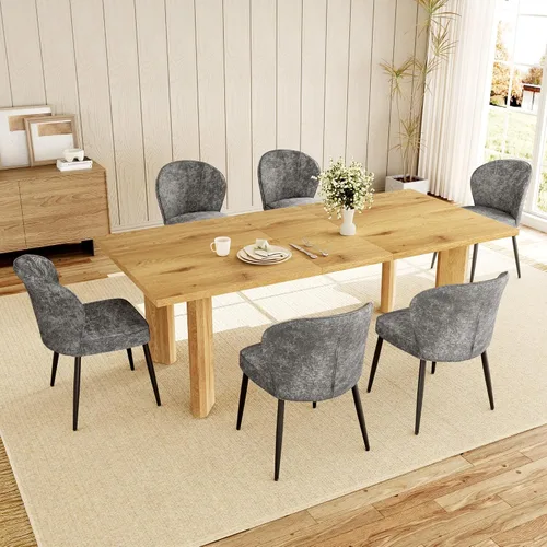 Vista 8 de HIPIHOM 63'' Dining Table for 4-6 People, Oak Table Spacious 63" Dining Table Seats 6 Comfortably, Made with Sturdy MDF in Warm Oak, Easy-Clean