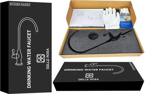 Vista 9 de Delle Rosa Grifo de agua potable de oro cepillado, grifo de filtración de agua comercial para sistema de filtro de agua debajo del fregadero, grifos