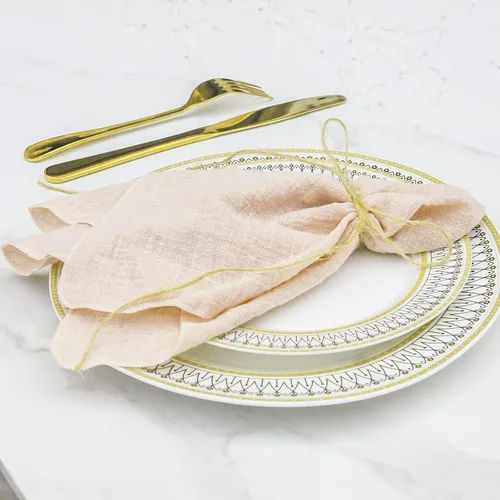 Vista 5 de Servilletas de tela para cena 10 unidades, servilletas de gasa 100% algodón natural suave, servilletas lavables ideales para bodas, decorativas