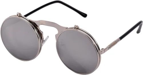 Vista 4 de COASION Gafas de sol redondas vintage para hombres y mujeres, jóvenes, círculo, steampunk, disfraz