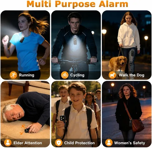 Vista 8 de Alarma de seguridad personal, sirena estroboscópica recargable de 150dB
