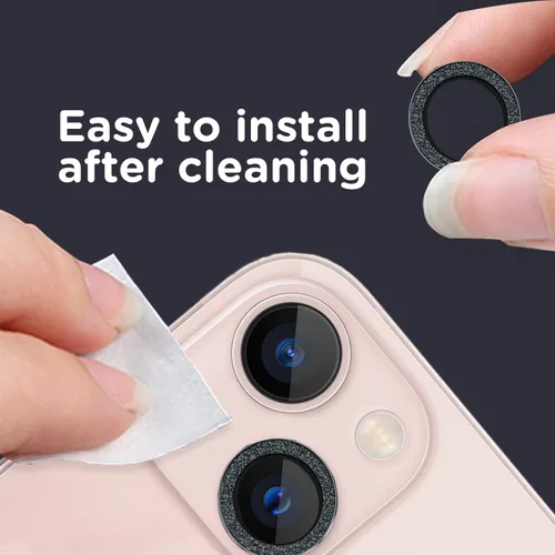 Vista 5 de Zuslab Protector de lente de cámara trasera compatible con Apple iPhone 13/13 Mini, cubierta completa con borde de aleación de aluminio premium