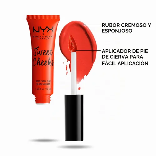 Vista 2 de NYX PROFESSIONAL MAKEUP Sweet Cheeks Tinte Suave para Mejillas, Rubor en Crema - Almost Famous