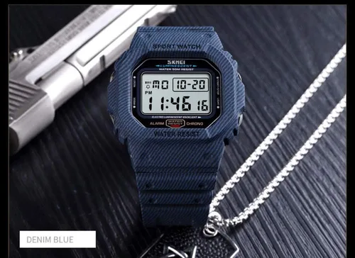 Vista 4 de Gosasa Reloj deportivo para hombre, reloj digital de 5 bares, resistente al agua, reloj despertador vaquero, reloj militar, Verde
