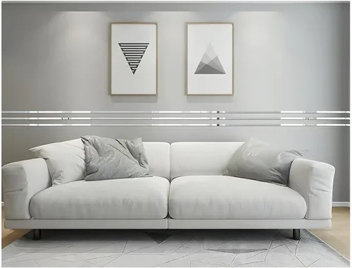Vista 3 de 15 calcomanías de pared de espejo, azulejos acrílicos autoadhesivos, calcomanías extraíbles para marcos de pared/borde de papel tapiz/líneas