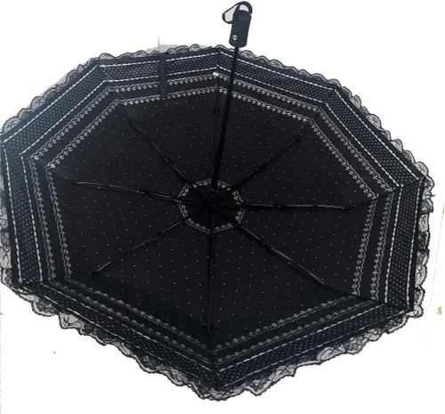 Vista 3 de WENDIN Sombrilla de encaje plegable vintage Paraguas gótico lluvia Anti-UV protección de encaje parasol cúpula Foto Props niñas sombrilla paraguas