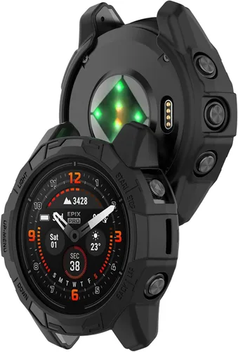 Vista 5 de Fundas protectoras para Garmin Fenix 7X Pro/Epix Pro 51MM - Funda de TPU suave parachoques resistente a prueba de golpes Carcasa protectora - Negro
