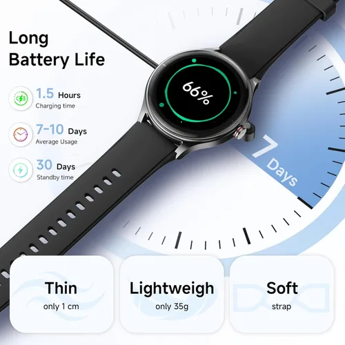 Vista 6 de Woneligo Reloj inteligente para hombre, AMOLED de 1.57 pulgadas, pantalla táctil, reloj de fitness para iPhone y Android, monitor de frecuencia
