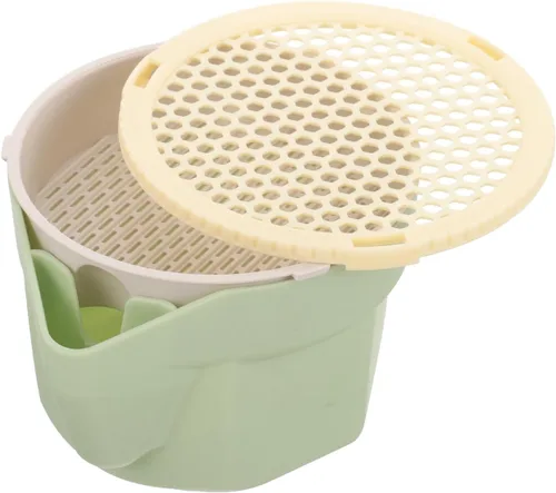 Vista 6 de POPETPOP Taza hidropónica de hierba para gatos, 3.93 x 3.54 x 2.48 pulgadas, maceta de doble capa sin suelo para gatos de interior, bandeja