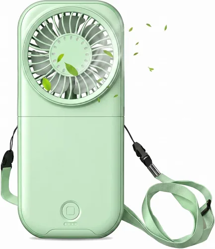 Vista 14 de Ventilador portátil para el cuello mini, silencioso, de mano, personal, plegable, recargable por USB, operado para el hogar, oficina, exteriores