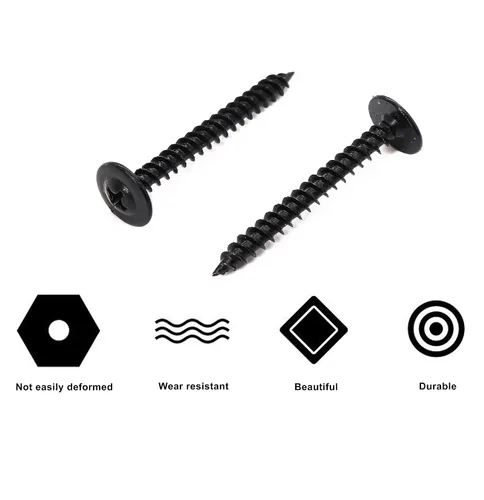 Vista 2 de cSeao 120pcs #8x1-1/2 Tornillos de Madera Negra, Cabeza Truss Phillips Drive Tornillos Autoperforantes