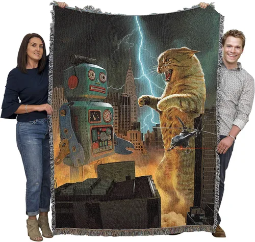 Vista 15 de Pure Country - Cobija tejida Catzilla Cat Godzilla, regalo divertido para los amantes de los gatos, puede ser un tapiz o una cobija, de Vincent HIE