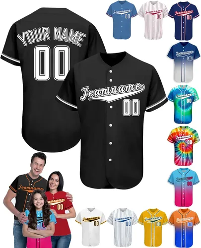 Vista 14 de Camiseta de béisbol personalizada para hombres, mujeres y niños con nombre, número y logotipo, camisetas de sóftbol personalizadas, S-4XL