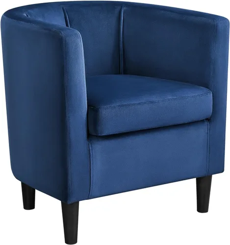 Vista 14 de Yaheetech - Silla de terciopelo decorativa, sillones modernos y cómodos, silla de sofá de barril tapizada para sala de estar, dormitorio, sala