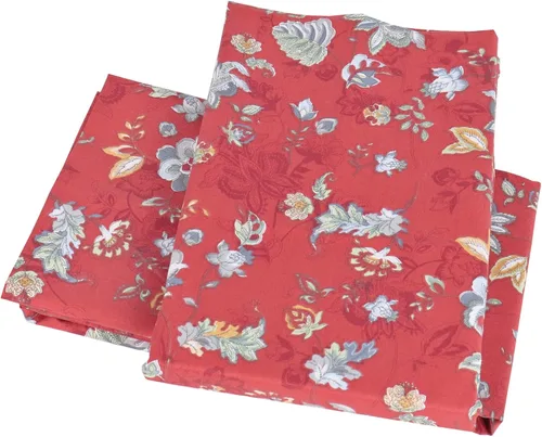 Vista 5 de Funda de almohada de tamaño Queen con estampado floral rojo para mujer, fundas de almohada refrescantes 100% algodón, paquete de 2 unidades con 4