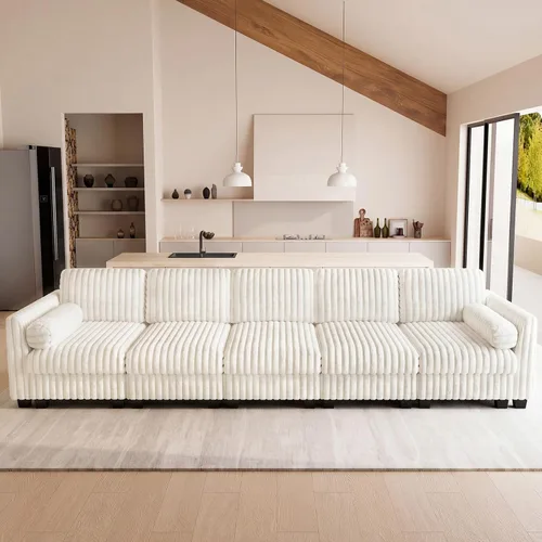 Vista 23 de Belffin Sofá cama seccional de pana de felpa con asiento ancho y profundo, modulares de nube seccionales para sala de estar. Sofá negro