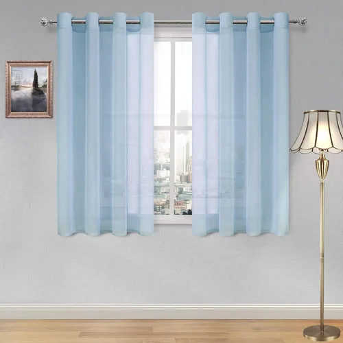Vista 91 de DWCN Cortinas traslúcidas color verde frijol para sala de estar y dormitorio - Cortinas voile con aspecto de lino sintético con ojales en la parte
