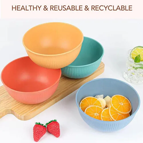 Vista 2 de LRUUIDDE Tazones Irrompibles para Cereales de 24 oz - Juego de Tazones Ligeros Reutilizables de Fibra de Paja de Trigo - Seguros para Lavavajillas