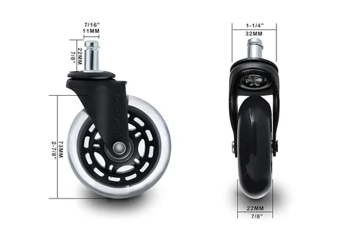 Vista 5 de OfficeFactor - Ruedas para silla de oficina, juego de 5 ruedas resistentes para sillas de madera, ruedas de repuesto para silla de oficina