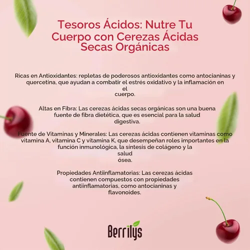 Vista 7 de Berrilys Cerezas ácidas secas orgánicas sin azúcar, 1 libra, (16 onzas), sin azúcar añadido, perfectas para hornear, aperitivos y ensaladas, sin