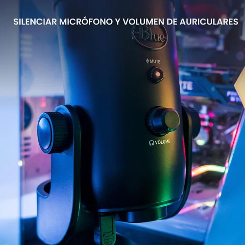 Vista 10 de Blue Yeti USB Mic para grabar y transmitir en PC y Mac, 3 cápsulas de condensador, 4 patrones de captación, salida de auriculares y control