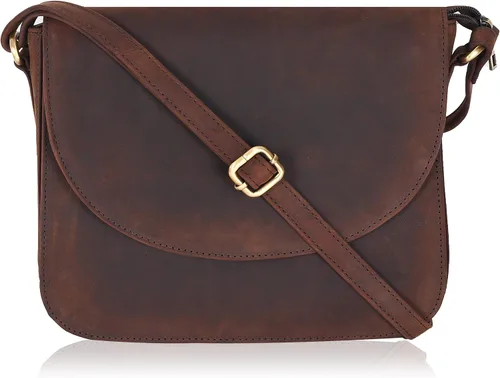 Vista 35 de Bolso bandolera de cuero genuino para mujer con correa ajustable, bolsillo para móvil y cremallera exterior e