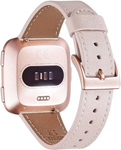 Vista 10 de WFEAGL Correa para Fitbit Versa, correa de cuero de grano superior para reloj inteligente Fitbit Versa Fitness (correa negra + hebilla negra)