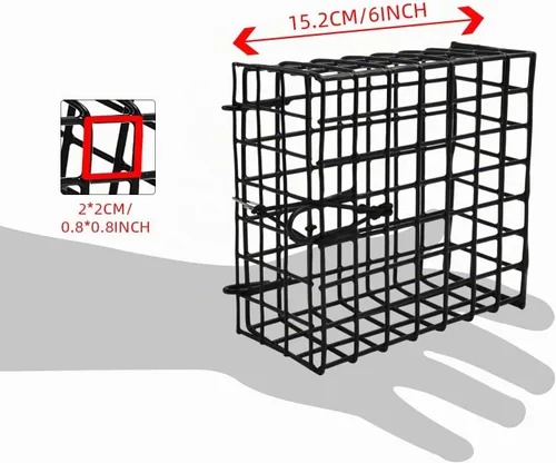 Vista 6 de Crab Bait Cages for Trap Pot, Vinyl-Coated Wire Box Negro