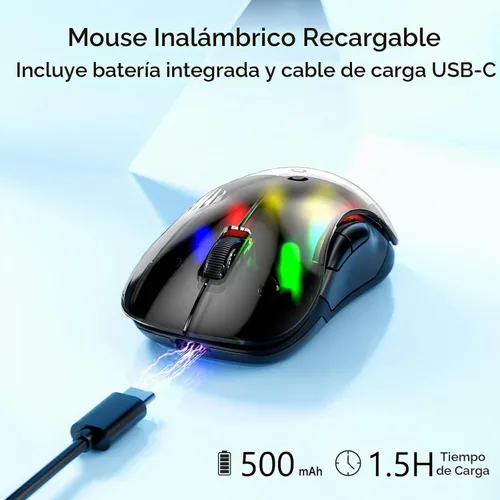 Vista 4 de Memzuoix ratón inalámbrico LED 2.4G, ratón recargable ergonómico con cubierta desmontable, ratón óptico portátil de 1200 DPI con receptor USB