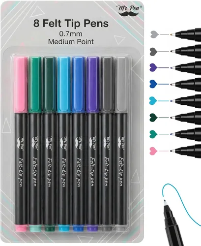 Vista 12 de Mr. Pen - Bolígrafos de punta de fieltro, paquete de 8, 0.028 in, colores surtidos, secado rápido, bolígrafos de punta de fieltro fina para artes