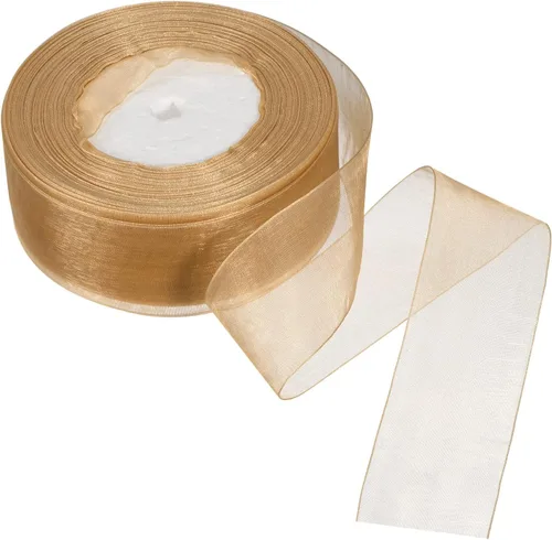 Vista 10 de PATIKIL Cinta de organza transparente de 1-37/64 pulgadas, 50 yardas, 1 rollo de tela decorativa de gasa para envolver regalos, manualidades, ramo