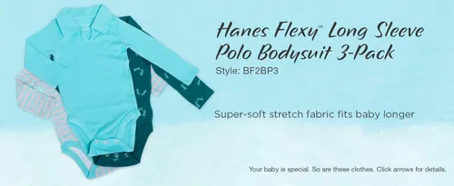 Vista 3 de Hanes Ultimate Baby Flexy - Paquete de 3 mamelucos tipo polo de manga larga