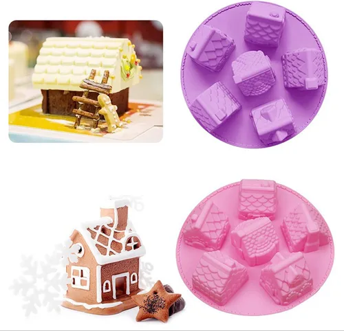 Vista 5 de Joyeee 1 molde de silicona, 6 cavidades antiadherente, acogedor molde para hornear, mini moldes de Navidad para tartas de casa para brownies 1 molde