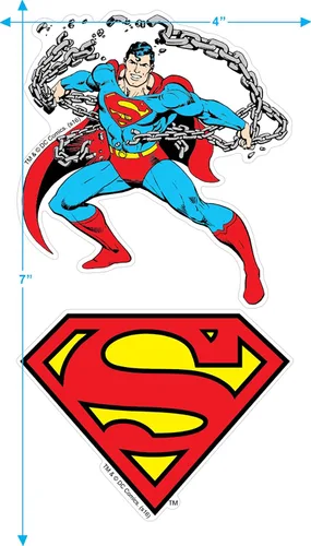 Vista 4 de Superman Popfunk Superman Lifting Team - Camiseta y calcomanías - Mediana, azul marino, A. Azul Marino.
