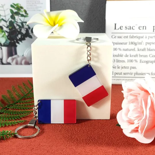Vista 5 de QQSD Llavero con la bandera de Francia, llavero francés, paquete de 2, Francia